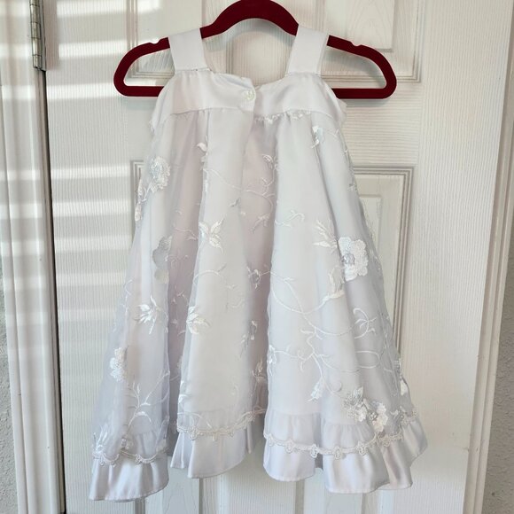 Girls White Dress Baptism Christening Gown Guardian Angel Cape Sz 2 - Picture 3 of 13